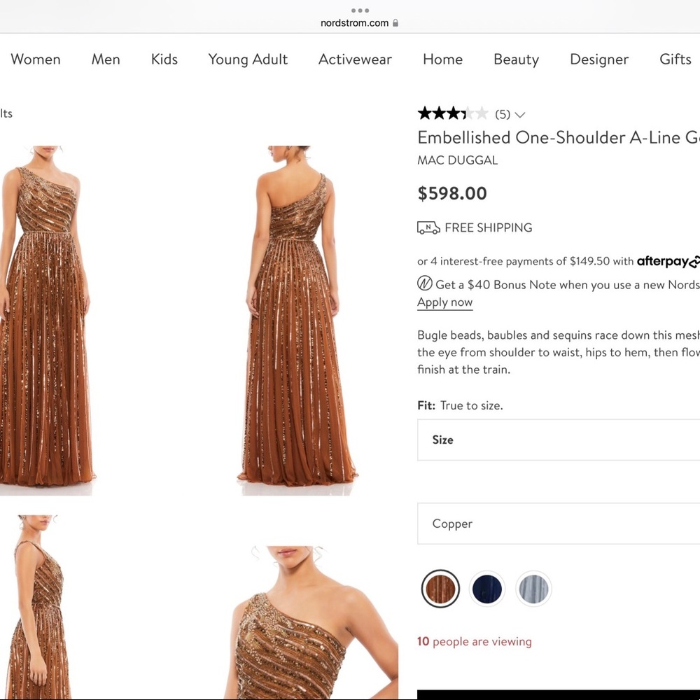 Beautiful Mac Duggal one shoulder sequin gown